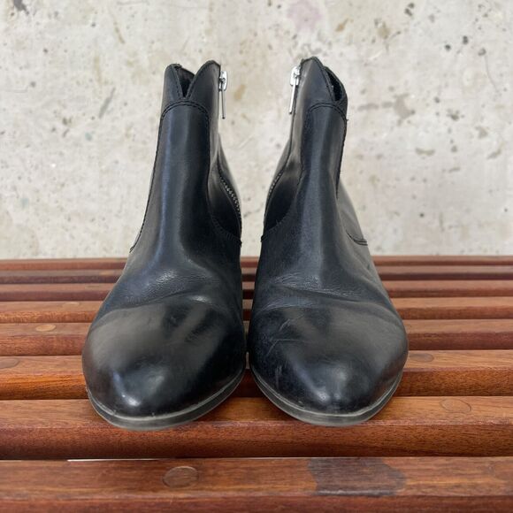 Frye Black Leather Heeled Ankle Boots Size 9M - Picture 3 of 6